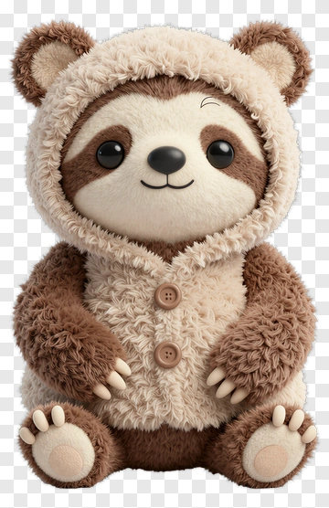 Cute Cartoon Sloth In A Fuzzy Hoodie PNG