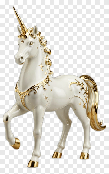 3D Unicorn With Golden Accents PNG