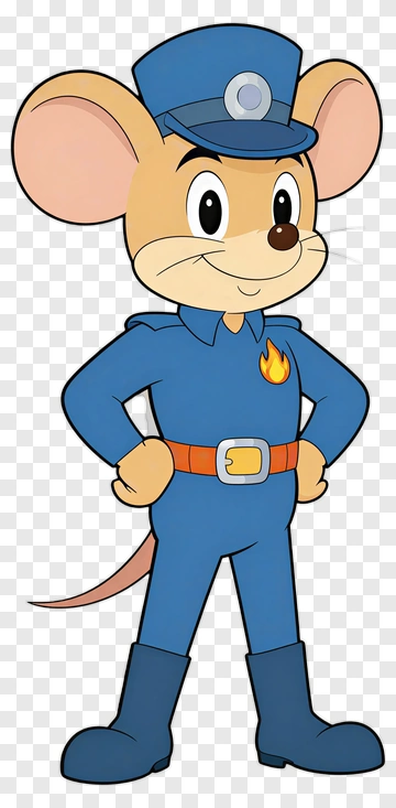 Cartoon Mouse Police Officer PNG