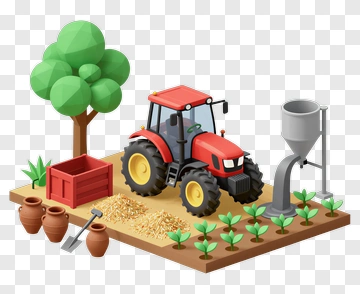3D Tractor In A Farm Environment PNG