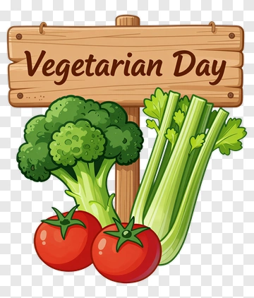 Vegetarian Day Sign With Broccoli And Celery PNG