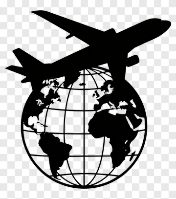Airplane Flying Over A Globe PNG