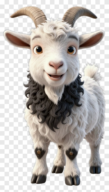 Cartoon Goat Smiling Cheerfully PNG