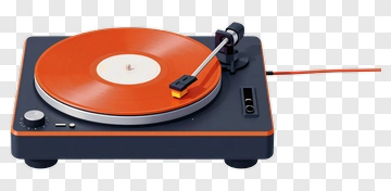 Stylish Turntable With Orange Vinyl Record PNG