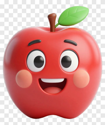 Cartoon Apple With A Happy Face PNG