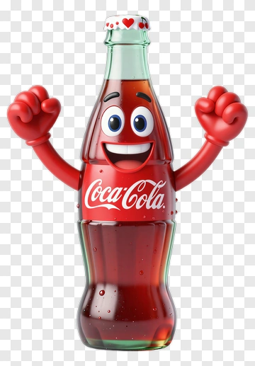 Cartoon Coca-Cola Bottle Character PNG