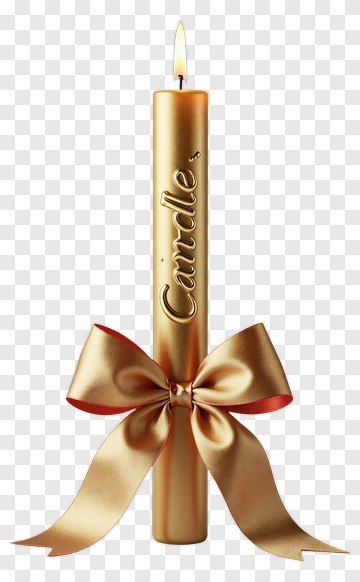 Gold Candle With Bow PNG