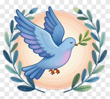 Cartoon Dove Holding An Olive Branch PNG