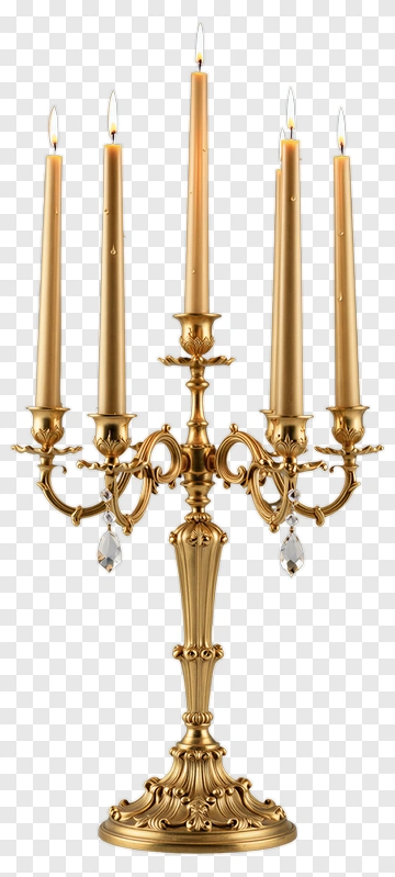 Elegant Gold Candelabra With Five Candles PNG