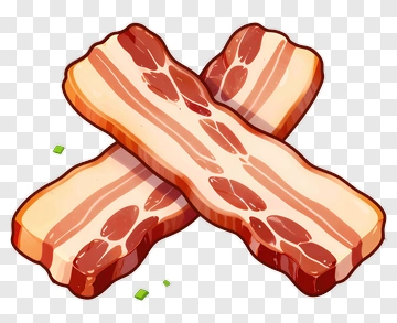 Sliced Bacon Strips Crossed PNG