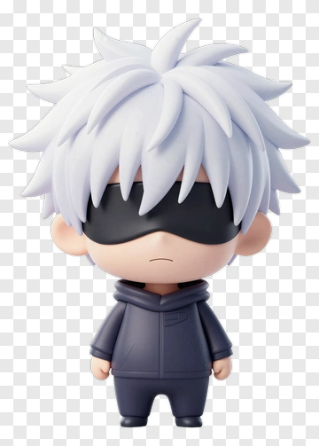 3D Cartoon Character With White Hair And Black Mask PNG