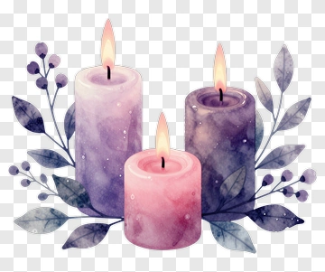 Watercolor Candles With Leaves PNG