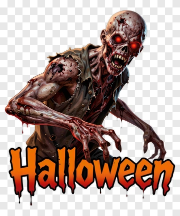 Halloween Zombie With Red Eyes PNG