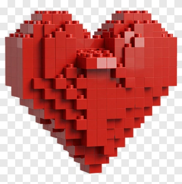 Red Heart Made Of Building Blocks PNG