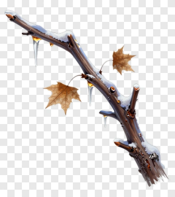 Branch With Snow And Leaves PNG