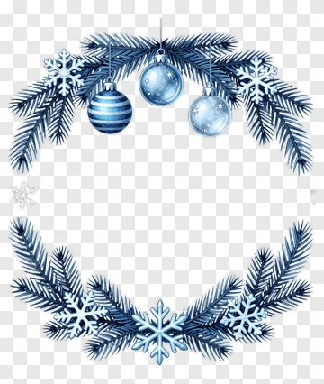 Winter Wreath With Ornaments And Snowflakes PNG