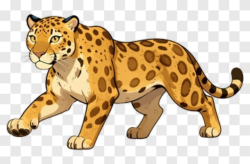Cartoon Leopard Walking PNG