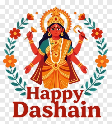 Goddess Durga Celebrating Dashain Festival PNG