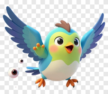 Cartoon Bird Flying With Open Wings PNG