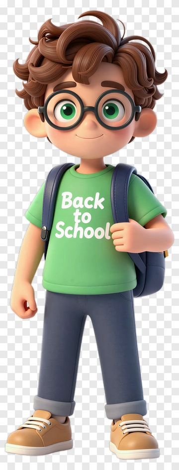 Cartoon Boy Ready For Back To School PNG