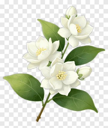 White Jasmine Flower Branch PNG