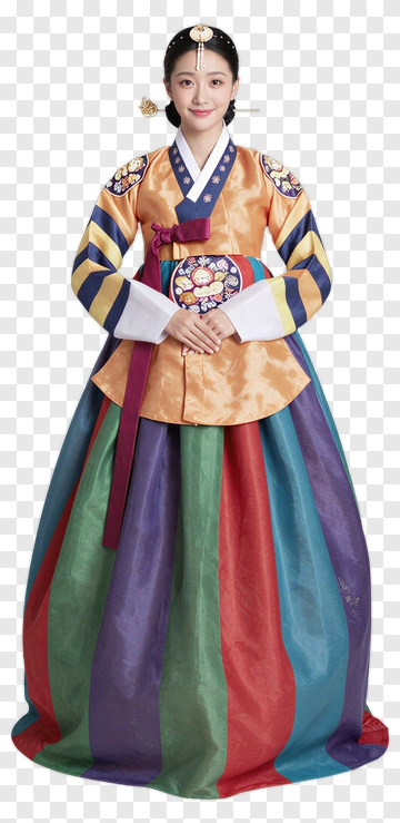 Woman In Traditional Hanbok Dress PNG
