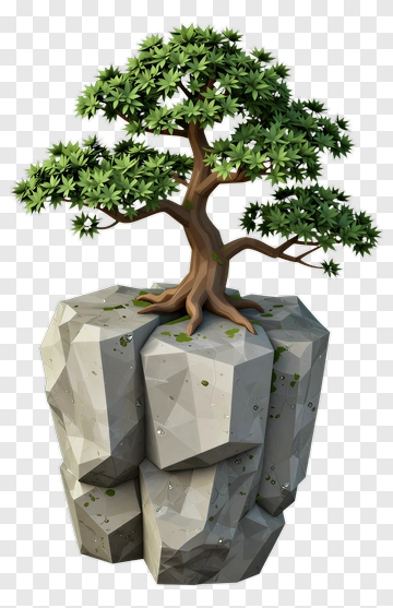 Tree Growing On A Rock PNG