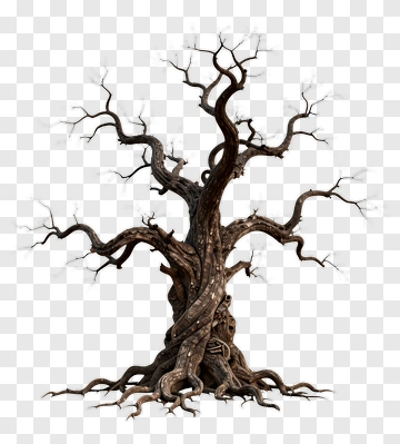 Twisted Tree With Gnarled Branches PNG