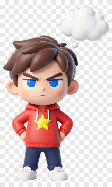 3D Boy With Thought Bubble PNG