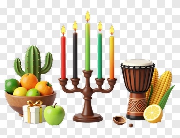 Colorful Fruit Bowl With Candles And Drum PNG