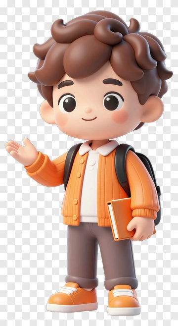 Cartoon Boy Holding A Book PNG