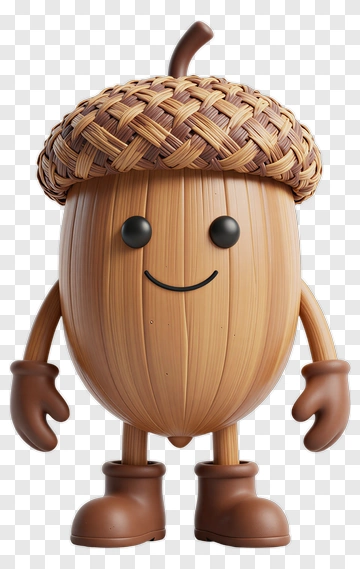 3D Acorn Character PNG