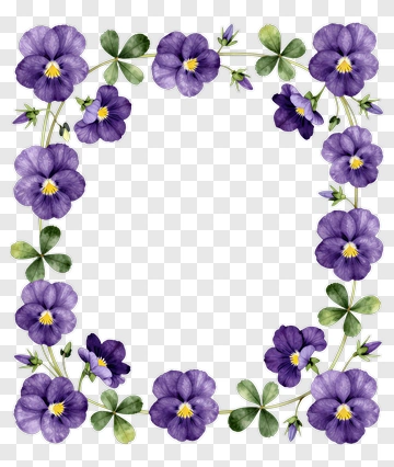 Purple Flower Border With Green Leaves PNG