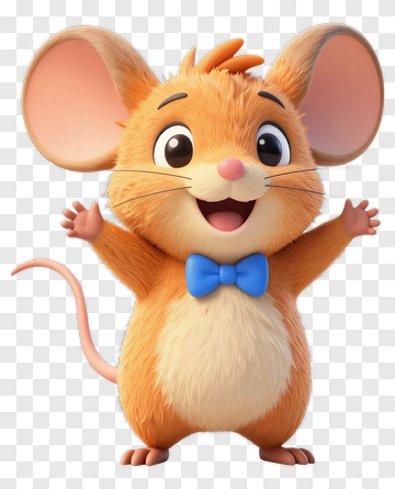 Cartoon Mouse With Blue Bowtie PNG