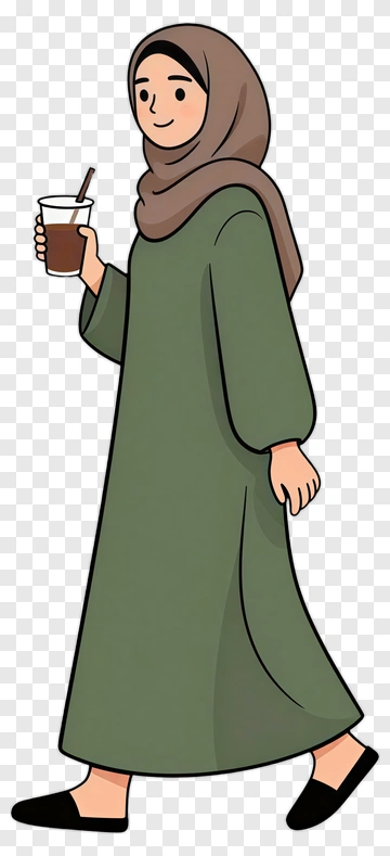 Woman Walking With A Drink PNG