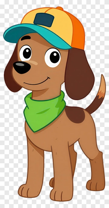 Cartoon Dog Wearing A Cap And Bandana PNG