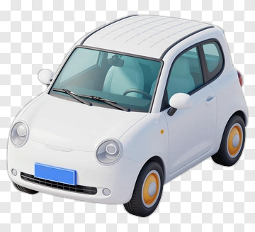 3D Small Car With Yellow Accents PNG