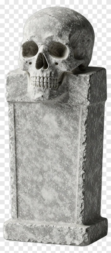 Skull On A Tombstone PNG