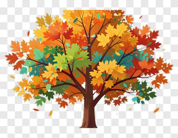 Colorful Tree With Autumn Leaves PNG