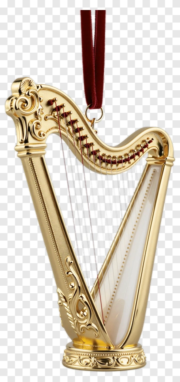 Golden Decorative Harp Ornament PNG