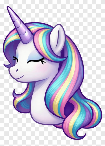 Cartoon Unicorn With Colorful Hair PNG