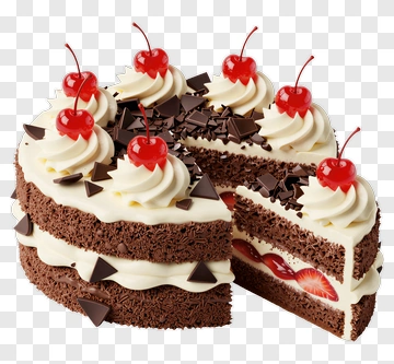 Chocolate Cake With Cherries And Cream Filling PNG