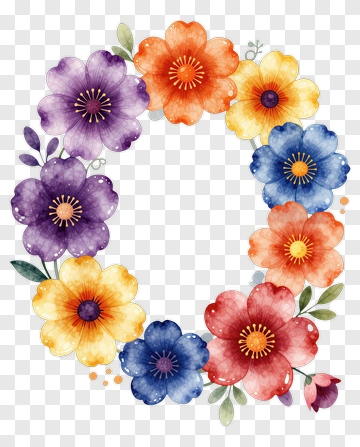 Colorful Floral Wreath PNG