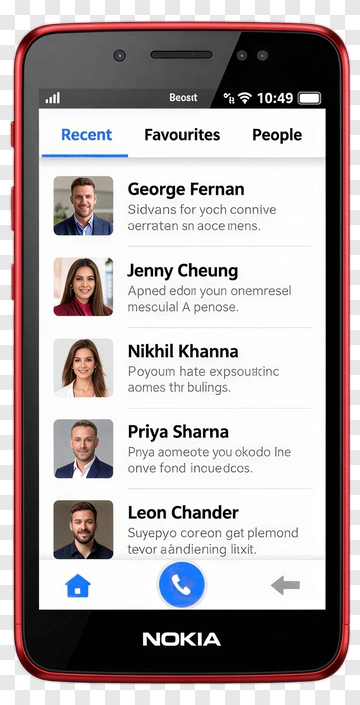 Smartphone Contact List Interface PNG