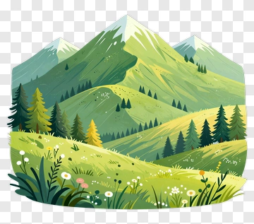 Colorful Mountain Landscape PNG