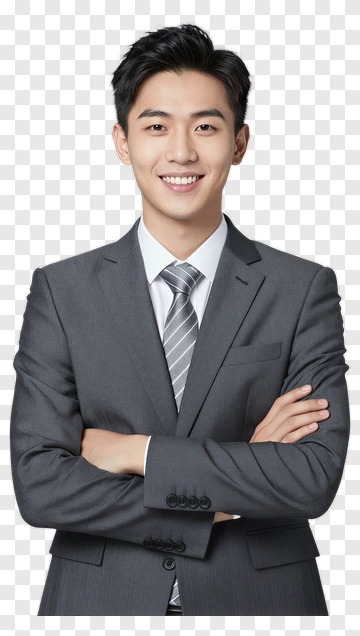 Businessman Smiling In A Gray Suit PNG