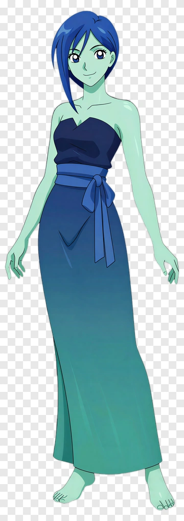 Cartoon Ghost In A Blue Gradient Dress PNG