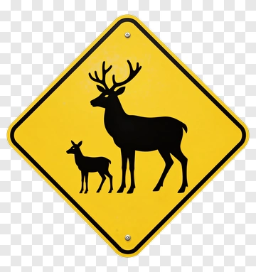 Deer Crossing Sign PNG
