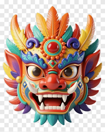 Colorful Dragon Mask PNG