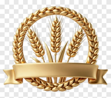 Golden Wheat Emblem With Ribbon PNG